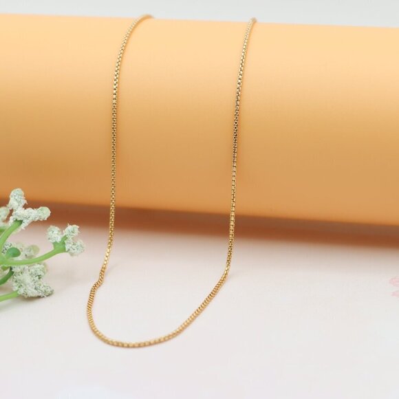 "Rose Gold Box Chain Necklace Sleek & Timeless Style, XPNL0133 - Picture 4 of 12